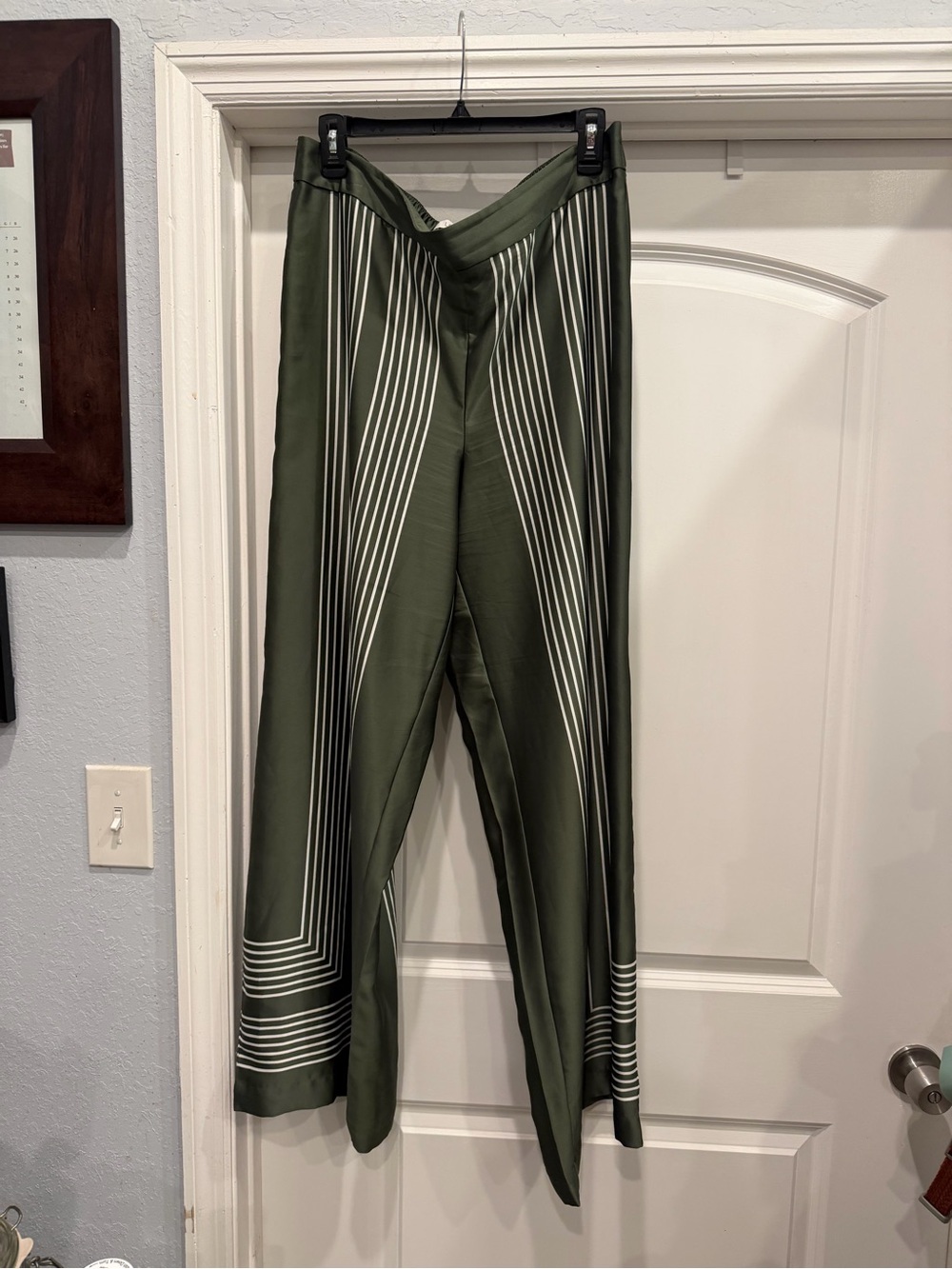 Olive Green Women's Dress Pants with Stripe Accent TALL